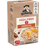 Quaker Instant Oatmeal, High Fiber, Cinnamon Swirl, Breakfast Cereal, 8 -1.58 oz Packets Per Box (Pack of 4)