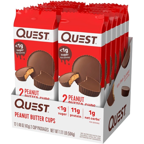  Quest Nutrition High Protein Low Carb, Gluten Free, Keto Friendly, Peanut Butter Cups, 17.76 Ounce
