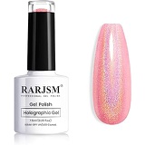 RARJSM Holographic Nail Polish Glitter Pink Gorgeous Glossy 1 Pcs 7.5ml Sparkling Gel Polish LED Lamp Required for Four Seasons Salon Nail Art DIY Home RAR69