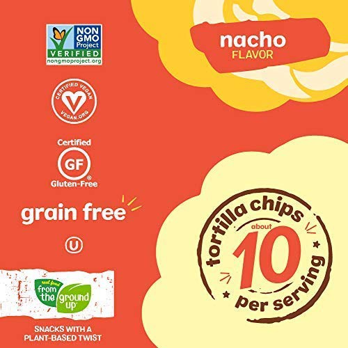  REAL FOOD FROM THE GROUND UP Cauliflower Tortilla Chips - 6Count, 4.5 Oz Bags (Nacho), Yellow