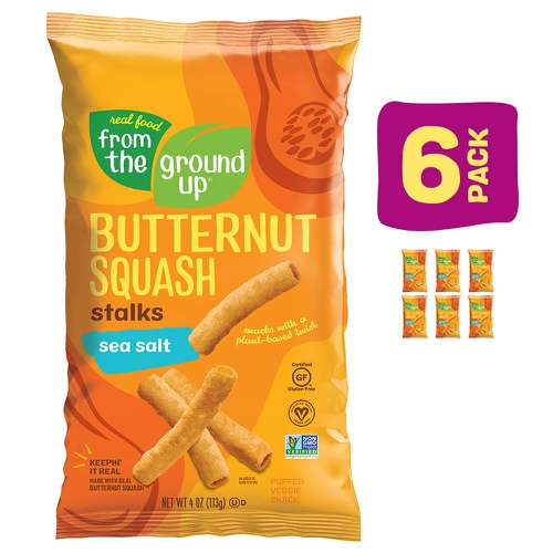  Real Food From The Ground Up Butternut Squash Stalks - 6 Pack (Sea Salt)