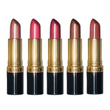 Revlon Super Lustrous Lipstick, 5 Piece Lip Kit Gift Set (420 Blushed- Pearl, 430 Softsilver Rose- Pearl, 520 Wine with Everything- Pearl, 300 Coffee Bean- Pearl, 535 Rum Raisin- C