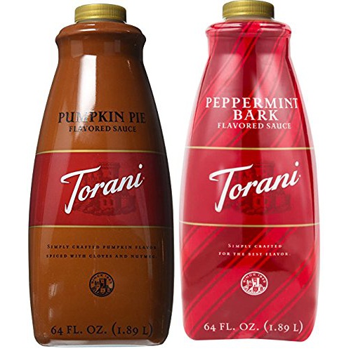  RTorani Torani Sauce 64 oz, (2 pack): Peppermint Bark + Pumpkin Pie coffee sauce
