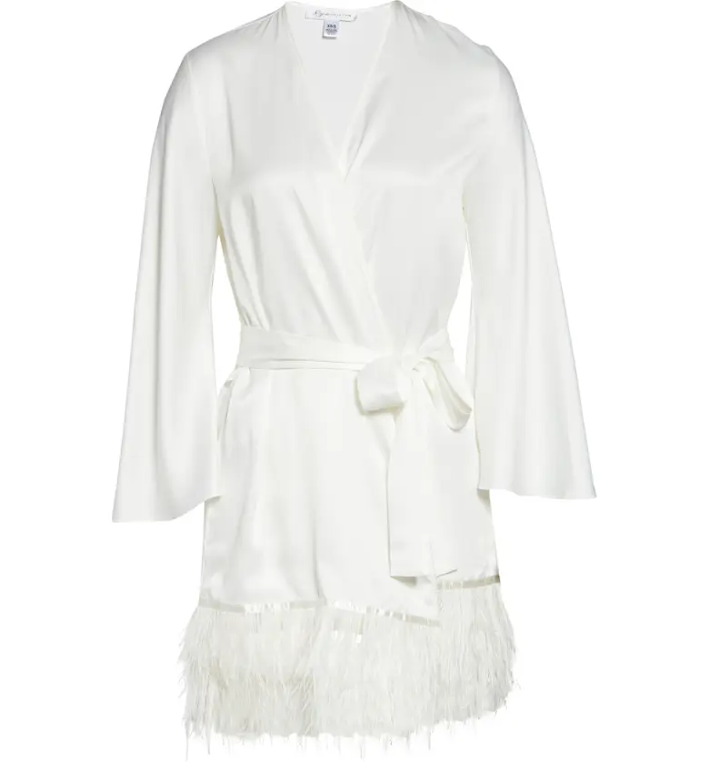  Rya Collection Swan Charmeuse & Ostrich Feather Wrap_IVORY