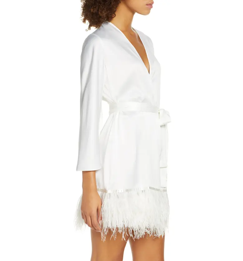  Rya Collection Swan Charmeuse & Ostrich Feather Wrap_IVORY
