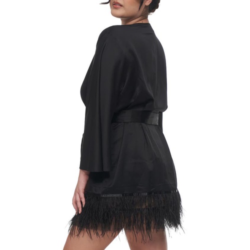  Rya Collection Swan Charmeuse & Ostrich Feather Wrap_BLACK