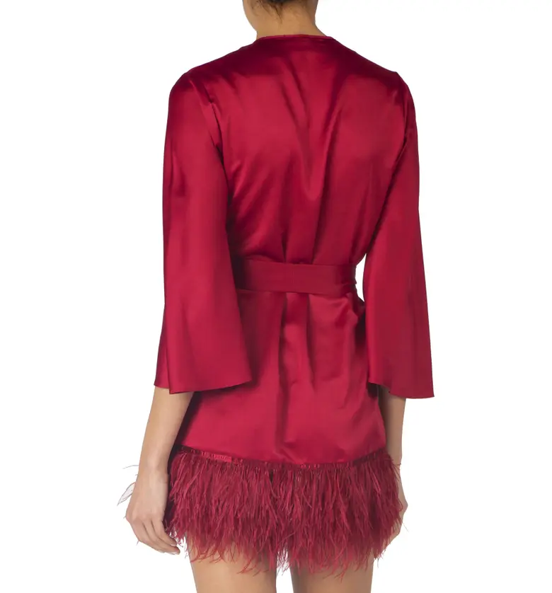  Rya Collection Swan Charmeuse & Ostrich Feather Wrap_SANGRIA