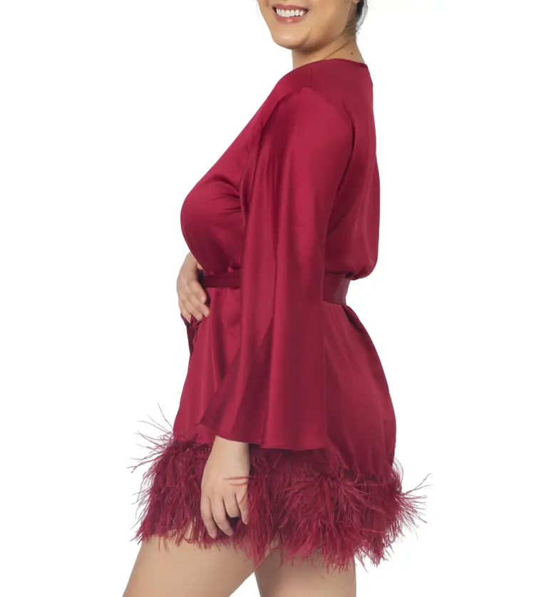  Rya Collection Swan Charmeuse & Ostrich Feather Wrap_SANGRIA