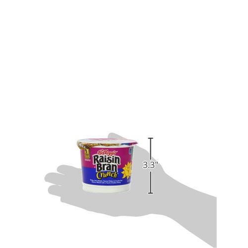  Kelloggs Raisin Bran Crunch Cereal in a Cup - High Fiber Breakfast, Non-Perishable Cereal Cups (Pack of 12, 2.8 oz Cups)