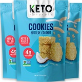 Real Naturals Keto Cookies Faster Fat Burn MCT - (Buttery Coconut) Low Carb Snacks food. Gluten Free Healthy Diabetic snacks Atkins Keto Friendly desserts. Zero Carb added High Fat Bomb Vegan Ke