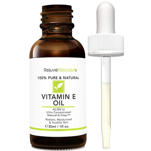  RejuveNaturals Vitamin E Oil - 100% Pure & Natural, 42,900 IU. Visibly Reduce the Look of Scars, Stretch Marks, Dark Spots & Wrinkles for Moisturized & Youthful Skin. d-alpha tocopherol (1 Fl. Oz