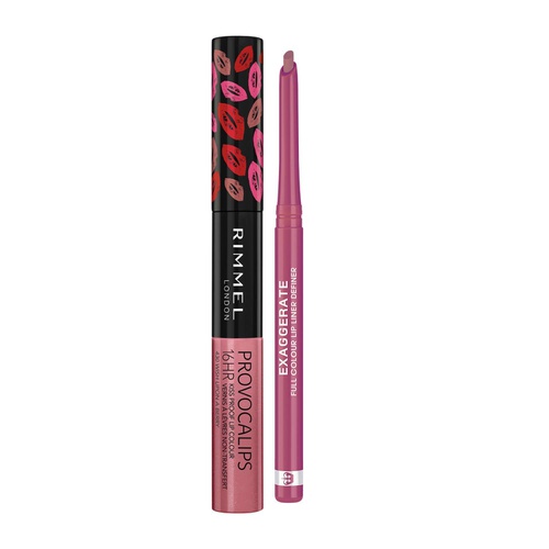  Rimmel Long Lasting Lip Kit with Exaggerate Full Colour Lip Liner and Provocalips 16 HR Kissproof Lip Colour, Multi