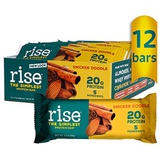 Rise Whey Protein Bar, Snickerdoodle, Healthy Breakfast Snack Bar, 20g Protein Bar 3g Dietary Fiber, 4 Natural Whole Food Ingredients, Simplest Non-GMO, Gluten Free, Soy Free Bar,