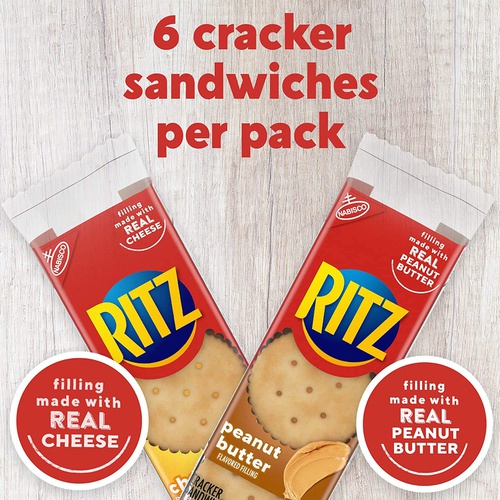  Ritz (RIUM9) RITZ Peanut Butter Sandwich Cracker Snacks and Cheese Sandwich Crackers, Snack Crackers Variety Pack, 32 Snack Packs