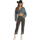 Rock and Roll Cowgirl Fringe Cropped in Charcoal RRWD9HRZQV