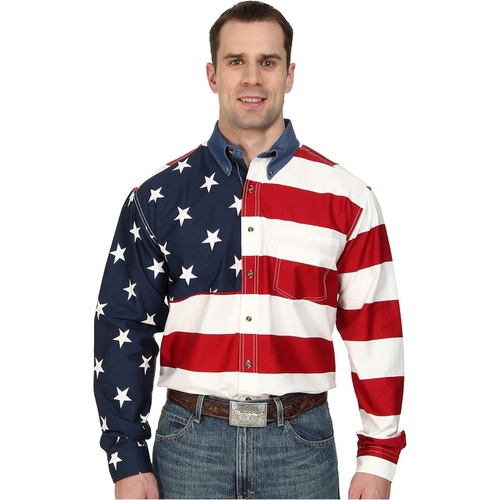 로퍼 Roper Stars & Stripes Pieced Flag Shirt L/S