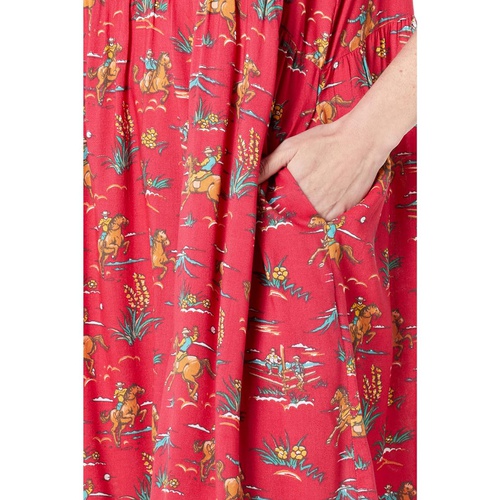 로퍼 Roper Sleeveless Rayon Dress wu002F Red All Over Western Print