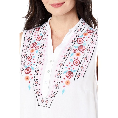 로퍼 Roper Rayon Challis Sleeveless Blouse wu002F Floral Embroidery