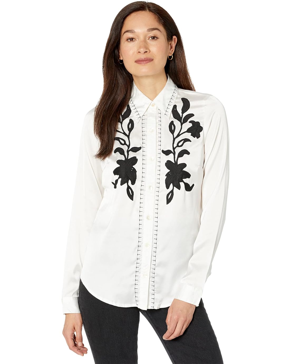 Roper Poly Satin Embroidered Blouse