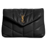 Saint Laurent Small Lou Leather Puffer Clutch_NERO