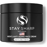STAY SHARP NATURALS Anti Aging Face Cream for Men - 4oz Mens Facial Moisturizer - Natural Younger Looking Wrinkle Free Skin - Daily Moisturizing Mens Face Lotion - Advanced Skin Care for Men - Made in