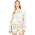 SUNDRY Tropical Oversize Pull Over French Terry Sweatshirt