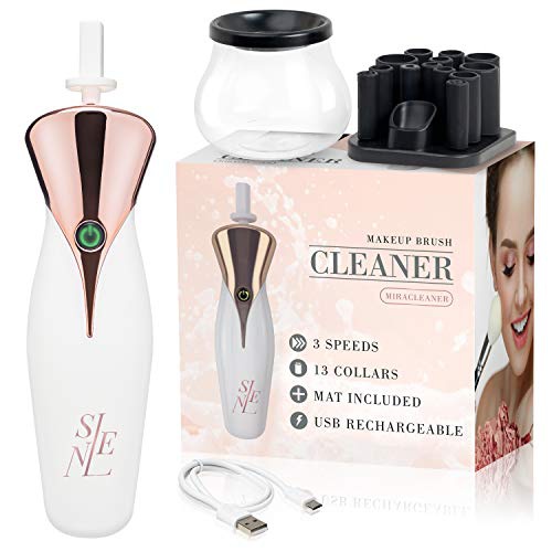  Selene Makeup Brush Cleaner and Dryer Machine | Electric Makeup Brush Cleaner Tool to Wash & Dry Brushes in Seconds | 13 Collars to Fit Any Makeup Brush