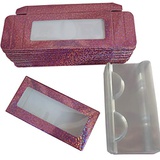 Sevmellin 30sets Empty Eyelash Packaging Box False Eyelash Boxes Lash Paper Case Holder with Clear Eyelash Tray for False Eyelash Cosmetics Tools (Glitter Pink)