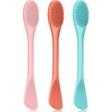 Shappy 3 Packs Double-Ended Silicone Face Mask Brush Silicone Facial Mud Mask Applicator Brushes Cosmetic Makeup Brush Scoop Soft Silicone Beauty Brush Tools for Cream, Lotion (Light Gree