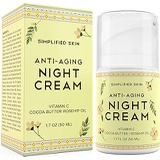 Simplified Skin Anti-Aging Night Cream for Face - Collagen Boost, Fine Lines + Wrinkle. Facial Vitamin C Moisturizer with Cocoa Butter + Organic Rosehip Oil. Best Natural Cream for Women + Men by