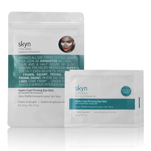  skyn ICELAND Hydro Cool Firming Eye Gels: Under-Eye Gel Patches to Firm, Tone and De-Puff Under-Eye Skin, 8 Pairs