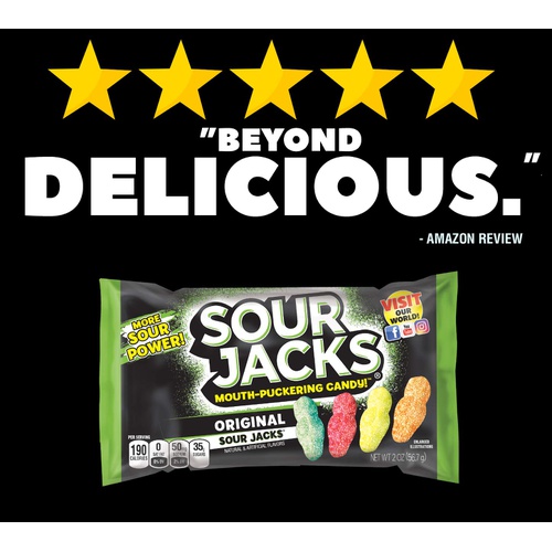  Sour Jacks Sour Candy, Sour Gummy Snacks, Bulk Pack, 2 (Pack of 24) Original 48 Ounce