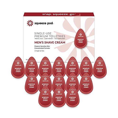  Squeeze Pod Travel Shaving Cream for Men - 15 Single Use Pods  For Sensitive Skin, Leak Proof, TSA Approved Travel Size Shave Cream Made with Natural Ingredients - For Airlines, C