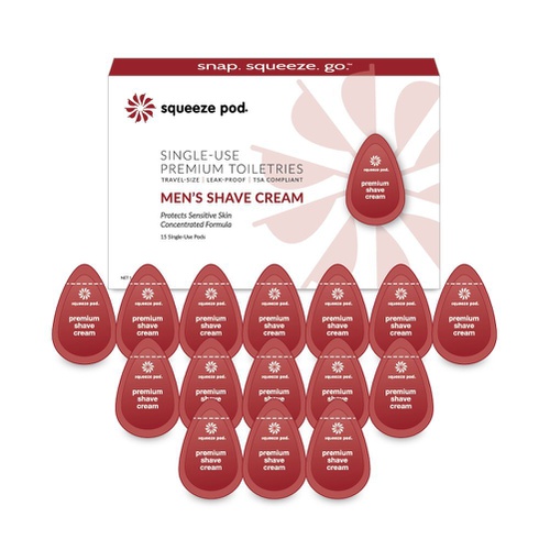  Squeeze Pod Travel Mens Shaving Cream - 30 Single Use Pods  Best for Sensitive Skin, Leakproof, TSA Approved Travel Size Shave Cream Made with Natural Ingredients - For Airlines,