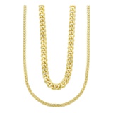 Sterling Forever Curb & Herringbone Chain Layered Necklace