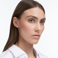 Swarovski Attract stud earrings, Square cut, White, Rhodium plated