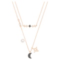 Swarovski Symbolic necklace, Set (2), Moon and star, Black, Rose gold-tone plated