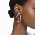 Swarovski Exist hoop earrings, Medium, White, Rhodium plated