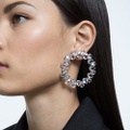 Swarovski Millenia hoop earrings, Pear cut, Large, White, Rhodium plated