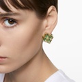 Swarovski Curiosa stud earring, Single, Square cut, Green, Gold-tone plated