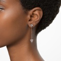 Swarovski Ortyx drop earrings, Asymmetrical design, Triangle cut, White, Rose gold-tone plated