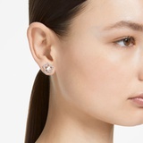 Swarovski Stella stud earrings, Round cut, Star, White, Rose gold-tone plated