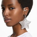 Swarovski Stella clip earrings, Star, Large, White, Rhodium plated
