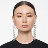 Swarovski Stella clip earrings, Star, Long, White, Rhodium plated