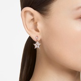 Swarovski Stella drop earrings, Kite cut, Star, White, Rose gold-tone plated