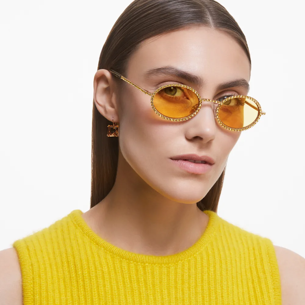 Swarovski Sunglasses, Oval shape, Pave, SK0340 32L, Yellow