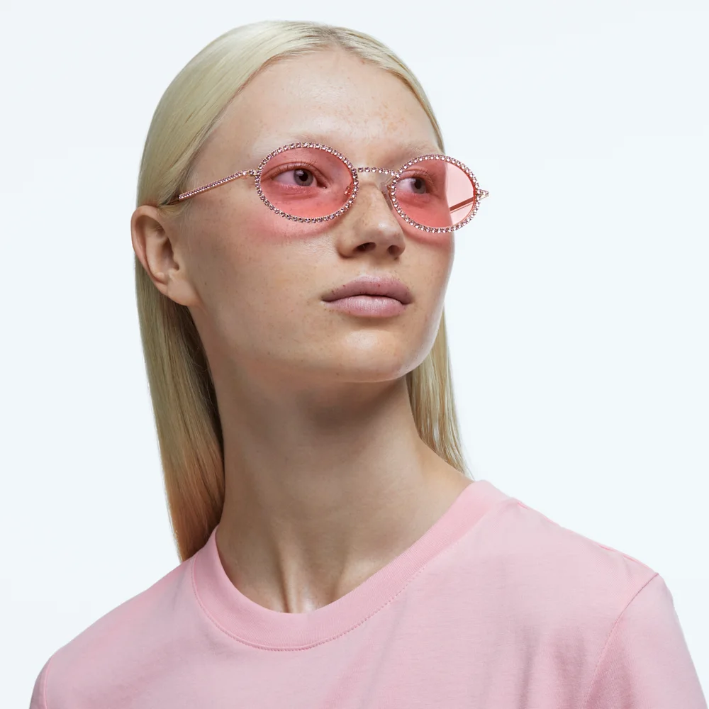 Swarovski Sunglasses, Oval shape, Pave, SK0340 33Y, Pink