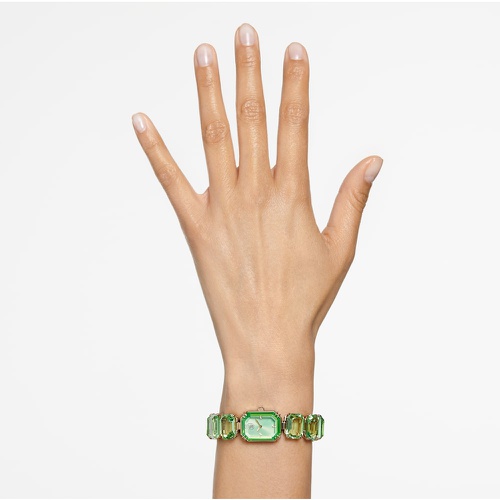 스와로브스키 Swarovski Watch, Octagon cut bracelet, Green, Champagne gold-tone finish