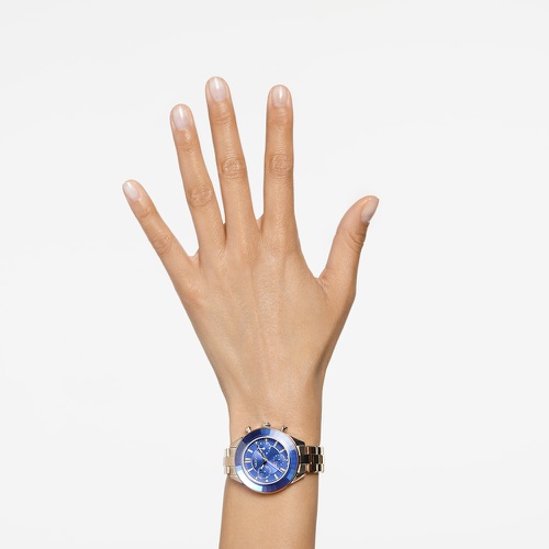 스와로브스키 Swarovski Octea Lux Sport watch, Swiss Made, Metal bracelet, Blue, Champagne gold-tone finish