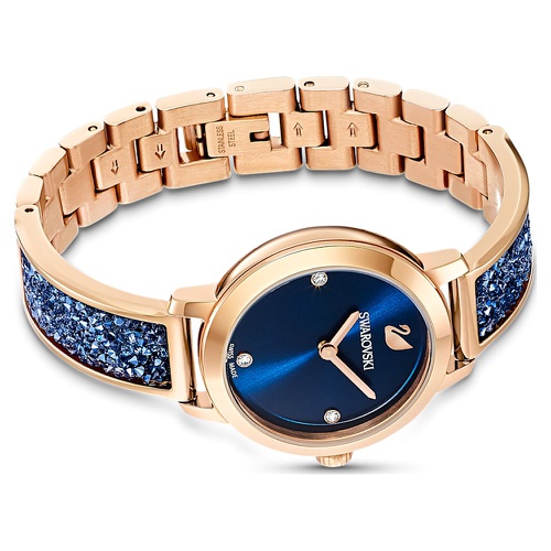 스와로브스키 Swarovski Cosmic Rock watch, Swiss Made, Metal bracelet, Blue, Rose gold-tone finish